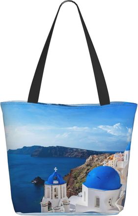 AOOEDM Greece Beautiful Blue Churches Ladies Shopping Bag 13x11x7in.The Perfect ValentineS Day Gift.It Is The Best ValentineS Day Gift For Mom, Daughter, Wif