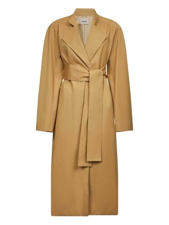 Khaite belted raglan-sleeve coat - women - Cotton/Polyamide - S - Brown