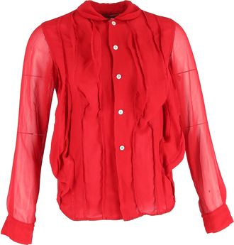 Comme Des Gar&ccedil;ons Comme des Gar&ccedil;ons Frille Button Up Blouse in Red Silk