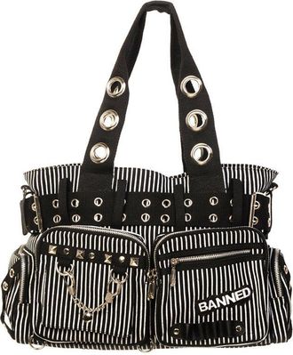 Banned Handcuff Handbag - Black/White/One Size