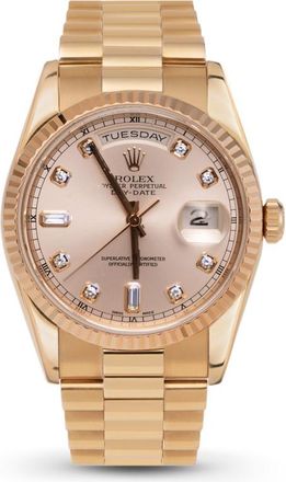 Rolex Pre-owned Rolex Presidential Day-Date Automatic Chronometer Diamond Rose Gold Dial Unisex Watch 118235 PDP