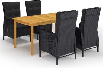 vidaXL Juego De Comedor De Jard&iacute;n De 5 Piezas Negro Vidaxl