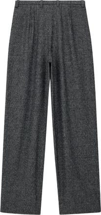 Emporio Armani Checked Wool Blend Trousers - Gray