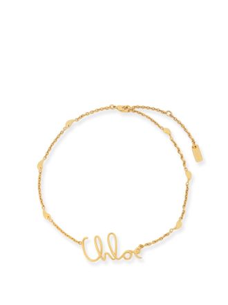 Chloé Brass Necklace With Lettering Logo-Donna