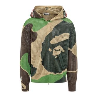 A Bathing Ape Cardigans, male, Green, Size: XL Shark Full Zip Hoodie