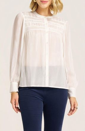 Matty M Andie Pleated Yoke Button-Up Shirt in Vellum at Nordstrom, Size Xx-Small
