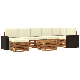 vidaXL Conjunto De Sof&aacute;s De Exterior Con Coj&iacute;n 8 Pcs Natural Y Crema Vidaxl