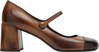 Miu Miu Decollete Mary Jane - Dames - Pumps - Bruin - 39 EU - Leer - Schoenen