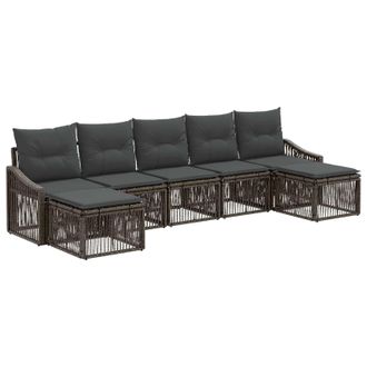 vidaXL Conjunto De Sof&aacute;s De Jard&iacute;n 7 Pcs Gris Rat&aacute;n Sint&eacute;tico Vidaxl