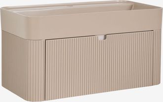 Sklum Conjunto De Mueble De Ba&ntilde;o Suspendido 80x40 Cm En Madera Con Lavabo Integrado Saioa Sklum