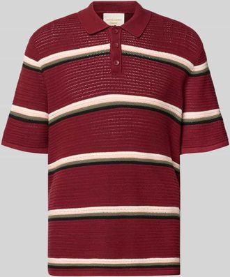 Jack & Jones Jack & Jones Regular Fit Poloshirt mit Streifenmuster Modell MAINE in Dunkelrot, Gr&ouml;&szlig;e XXL