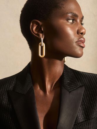 Reiss Gold Tone Contour Pav&eacute; Drop Earrings