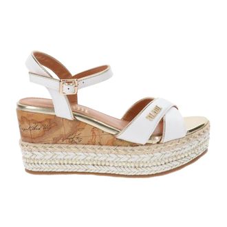 Alviero Martini 1A Classe Wedges, female, White, Size: 11 US Geographic Inspired Faux Leather Sandals