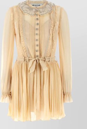Self Portrait pleated georgette mini dress
