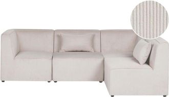 Beliani Modular Left Corner 4 Seater Sofa Beige Corduroy 4 Seater Sectional Sofa Modern Design LEMVIG