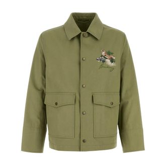 Burberry Light Jackets, male, Green, Size: L Cotton Jacket