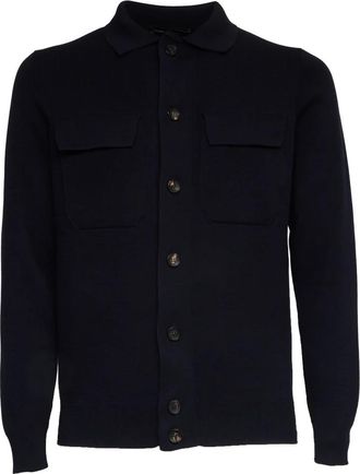 FILIPPO DE LAURENTIIS Field Jacket - Heren - Vesten - Blauw - L - Katoen - Truien & Vesten