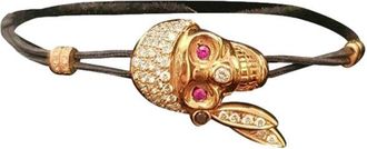 Bespoke 18ct gold & diamond skull rope bracelet