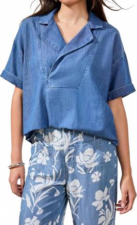 Tribal Flowy Popover Shirt In Fjord Blue