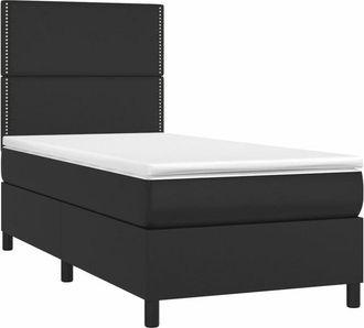 vidaXL Cama Box Spring Y Colch&oacute;n Led Cuero Sint&eacute;tico Negro 90x200 Cm Vidaxl