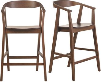 Miliboo Taburetes De Bar Escandinavos En Madera Oscura (lote De 2) Bahia