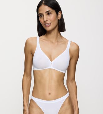 Triumph B&uuml;gelloser BH TRIUMPH Eileen N, Damen, Gr. 80, Cup A, weiss (wei&szlig;), Jersey, Obermaterial: 82% Baumwolle, 18% Elasthan, unifarben, Basic, BHs B&uuml;gellose