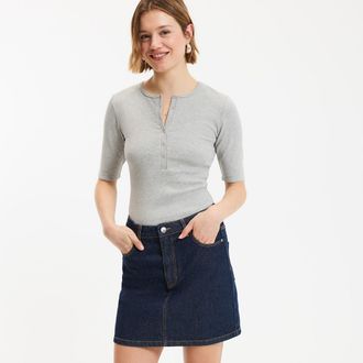 La Redoute Collections T-shirt met tuniekhals en korte mouwen