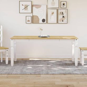 vidaXL Vidaxl - Mesa De Comedor Corona Madera Maciza Pino Blanco 180x90x75 Cm