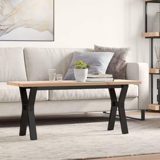 Berkfield Home Coffee Table Y-Frame 110x40x45.5 cm Solid Wood Pine & Steel in Brown