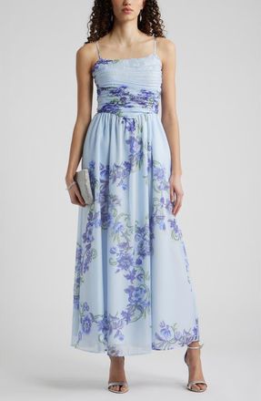 Chelsea28 Floral Organza Party Dress in Blue Savannah Boho at Nordstrom, Size Xx-Small