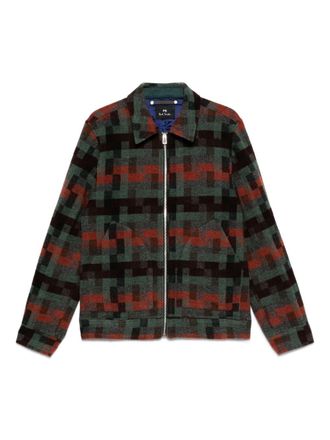 Paul Smith Mens Printed Wool Jacket - Dark Grey - Size Medium