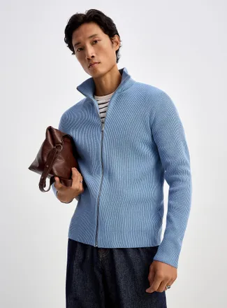 Lindbergh Mens 100% cotton knit zipped sweater Relaxed fit