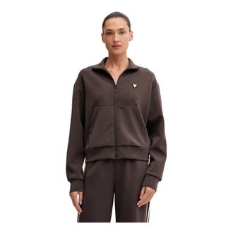 Guess Hoodies & sweatvesten, Dames, Bruin, L, Polyester, Olympe Zip-Up Sweatshirt