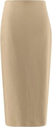 Max Mara MXSveranda Skirt - Dames - Kokerrokken - Beige - 2XS - Leer - Rokken