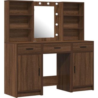 vidaXL Conjunto De Mesa De Tocador Con Caj&oacute;n 3 Pcs Madera Vieja Vidaxl