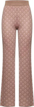 Silvian Heach Wijde broek met reli&euml;f textuur - Dames - Wijde Broeken - Roze - S - Nylon - Broeken