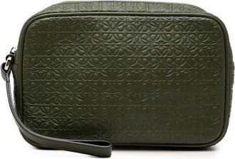 Loewe Pre-owned LOEWE Embossed Anagram Leather Wristlet Pouch Unisex U90F0XGEOA4WHJ1B