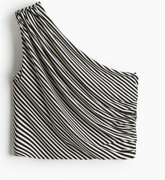 H&M Kurzes One-Shoulder-Top - Schwarz