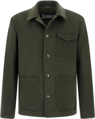 Herno Groene Jas voor Mannen Aw 25 - Heren - Zomerjassen - Groen - L - Wol - Jassen