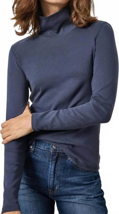 Lilla P Long Sleeve Turtleneck Tee In Dark Navy