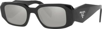 Prada Elegante Rechthoekige Zonnebril - unisex - Zonnebrillen - Zwart - 49 MM - Accessoires