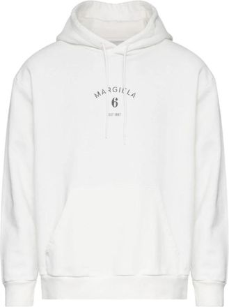 Maison Margiela Gedrukte Hoodie - Dames - Hoodies - Wit - L - Katoen - Hoodies & sweatvesten