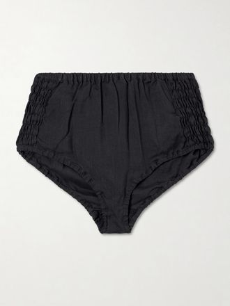 Dries Van Noten Shorts In Rami&egrave; Arricciato - Nero