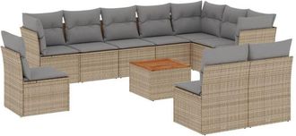 vidaXL Set De Sof&aacute;s De Jard&iacute;n 11pzas Con Cojines Rat&aacute;n Sint&eacute;tico Beige Vidaxl