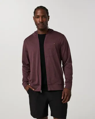 Vuori Clothing Ponto Full Zip Hoodie | Boysenberry Heather | Medium