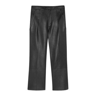 Saint Laurent Pantalones de piel granulada - Trousers - Mujer - Negro - M