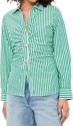 Rails Caralyn Soft Bishop Sleeves Shirt In Emerald Stripe