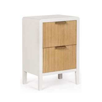 BIZZOTTO C&oacute;moda De 2 Cajones En Madera Blanca Natural 40x30x60 Charley Yes
