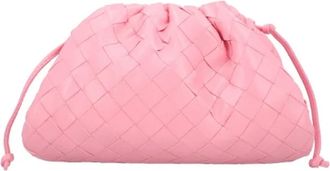 Bottega Veneta Mini Intrecciato leren clutch - Dames - Clutches - Roze - ONE Size - Leer - Tassen