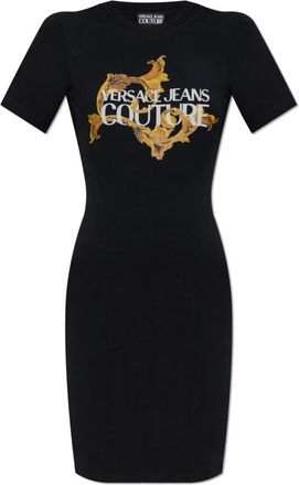 Versace Jeans Couture Jurk met print en glinsterende applicaties - Dames - Korte kleedjes - Zwart - 2XS - Kleedjes